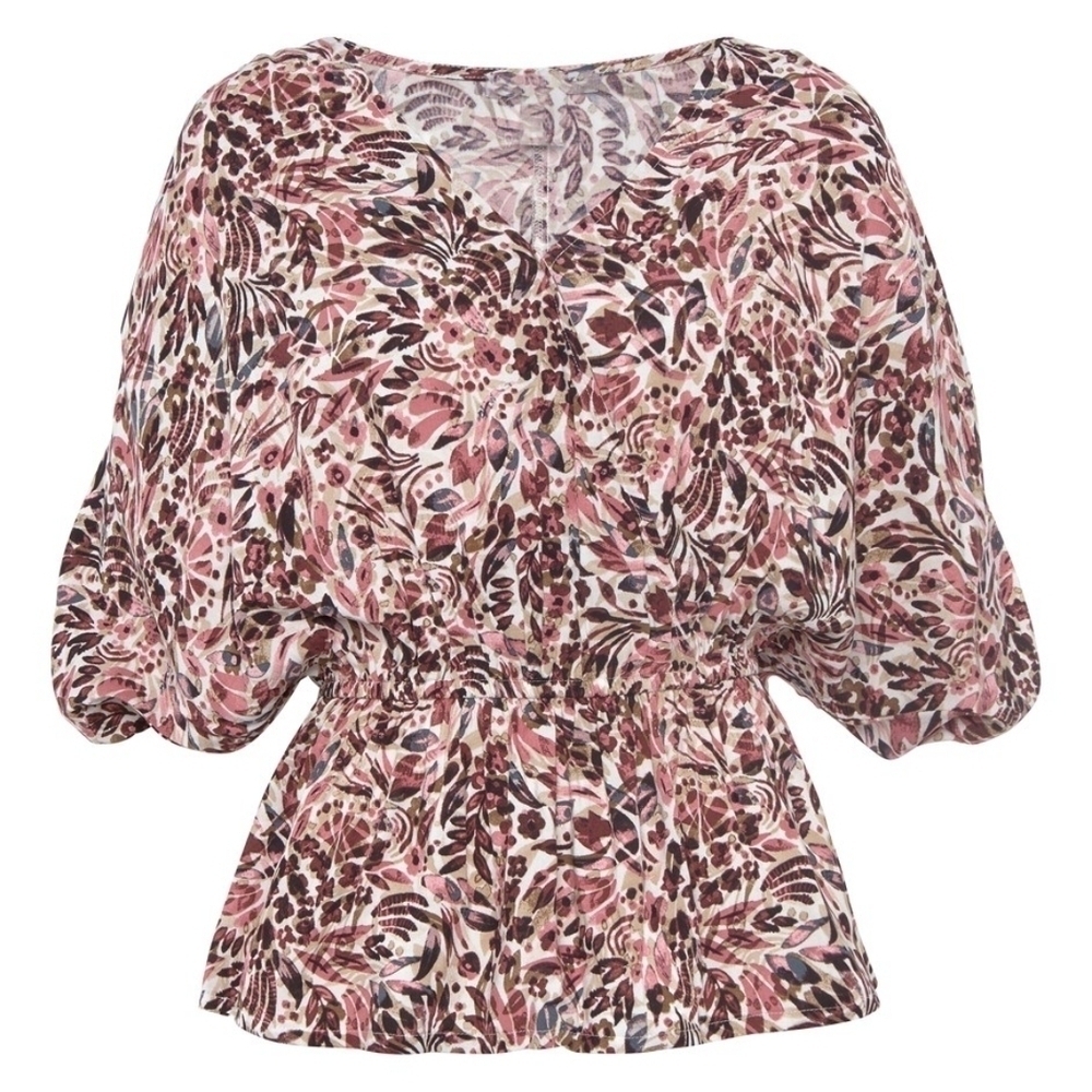 LASCANA Nwt Floral Print Dolman Sleeve Surplice Front Blouse, Elastic Waist, 3X - Picture 2 of 15